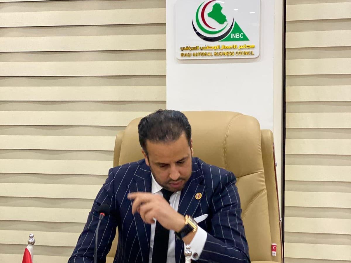 Kamal Benali at the Iraqi National Business Council offices in Baghdad